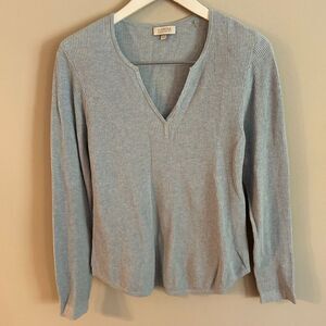 Kinross Cashmere Women's V-Neck Ribbed Sweater Size Large